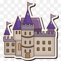 卡通城堡建筑房屋矢量图
