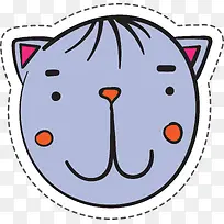 紫色圆弧小猫卡通贴纸