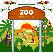 卡通手绘动物乐园