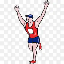 男人跑马拉松胜利插画