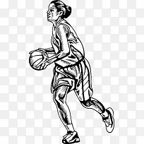 手绘打篮球的女人
