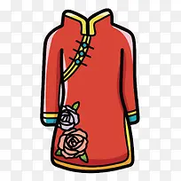矢量红色中国旗袍