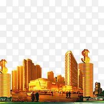 金色光泽质感建筑大楼元素