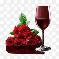 浪漫红酒玫瑰