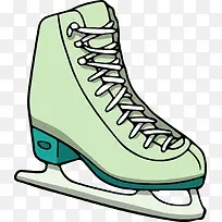 冬季卡通绿色溜冰鞋