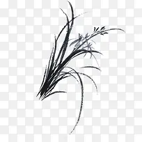 毛笔描绘的黑色花朵