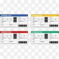简约彩色机票登机牌矢量图