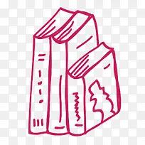 粉色线描书本矢量图