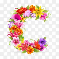 花朵组成字母C