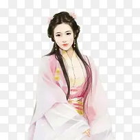 头戴红花女子古风立绘