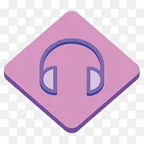 紫色圆角耳机元素