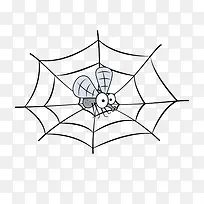 手绘灰色蜘蛛网上的蚊子