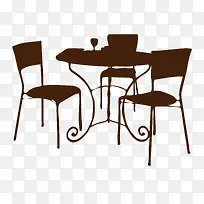 咖啡色矢量桌子椅子