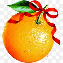 系蝴蝶结的大橙子新鲜水果