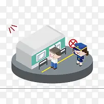 立体图标火车站站台