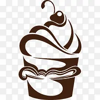 咖啡色线条冰淇淋