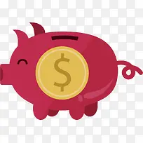 矢量图存钱的猪猪
