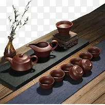紫砂茶壶和茶杯