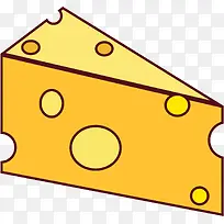 黄色手绘三角形几何奶酪美食