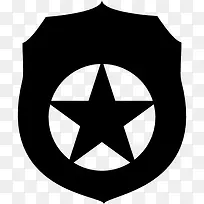 安全徽章与fivepointed明星图标