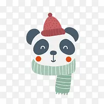 系围巾帽子的熊猫免抠素材