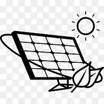 生态的太阳能电池板在阳光图标