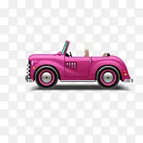 卡通手绘粉色的汽车