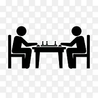 手绘扁平黑色下棋