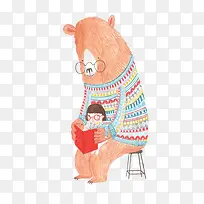 看书的熊和女孩