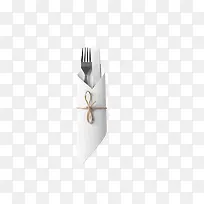白色包装中的叉子和餐刀