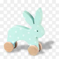 蓝色木质玩具兔子