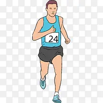 马拉松跑步的卡通男人