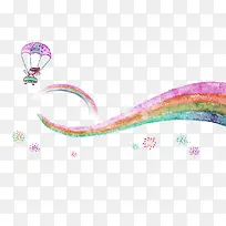 紫色卡通彩虹气球装饰图案