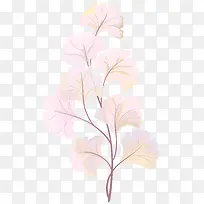 粉色透明银杏树叶