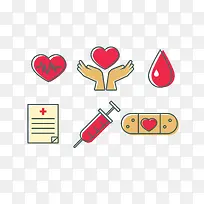 矢量简约卡通献血相关图标