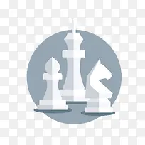 扁平化国际象棋灰色白色免扣素材