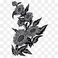 中国风黑白色向日葵装饰艺术图