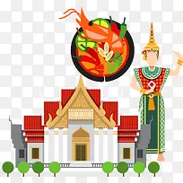 卡通泰国旅游景点