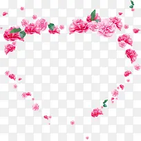 粉色花朵组成的爱心装饰