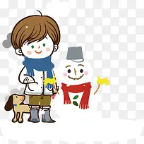儿童雪人滑雪矢量冰雪乐园