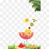 清新唯美夏季柠檬果汁插画