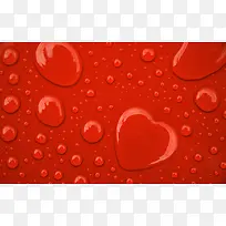 红色爱心水滴水珠海报