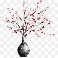手绘花瓶梅花