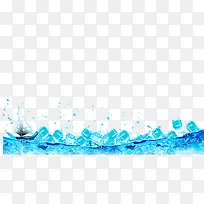 蓝色冰块水面水花效果元素