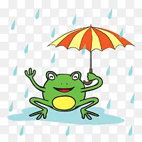 下雨了青蛙打伞