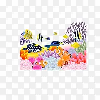 多姿多彩海鱼海底风景矢量素材