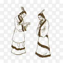 中国风古代服饰绘画