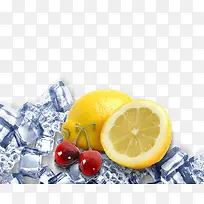 冰块水果樱桃柠檬
