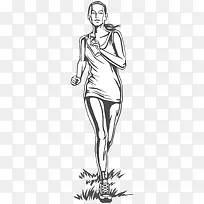 卡通跑步锻炼的女人