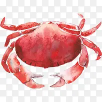 手绘美味红色小螃蟹